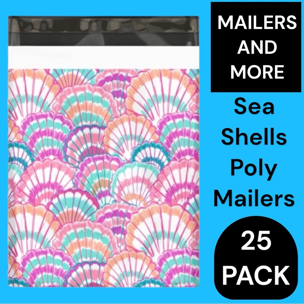 25 10X13 Poly Mailers Seashell Shells Flat Mailers PRICE IS FIRM - Picture 6 of 7